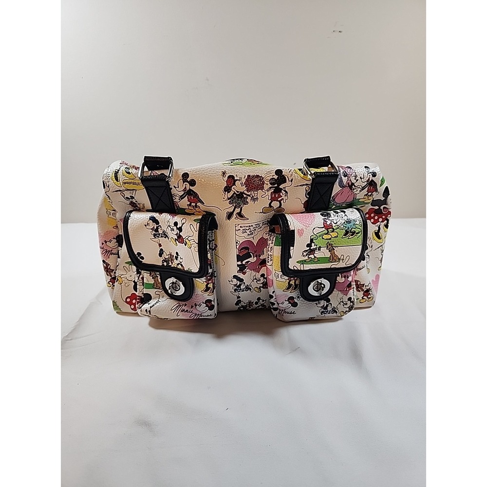 Disney Parks Mickey & Minnie Comic Strip Shoulder Handbag Purse Faux Leather